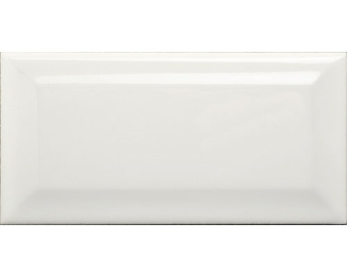Wandfliese Metro mit Facette weiß glänzend 10x20cm